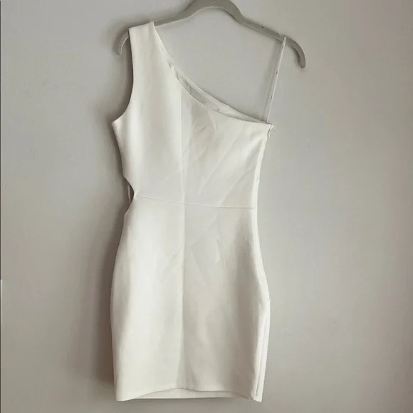 Lulu's Chic One-Shoulder White Dress Sz sm fully lined bin Z - Picture 6 of 8